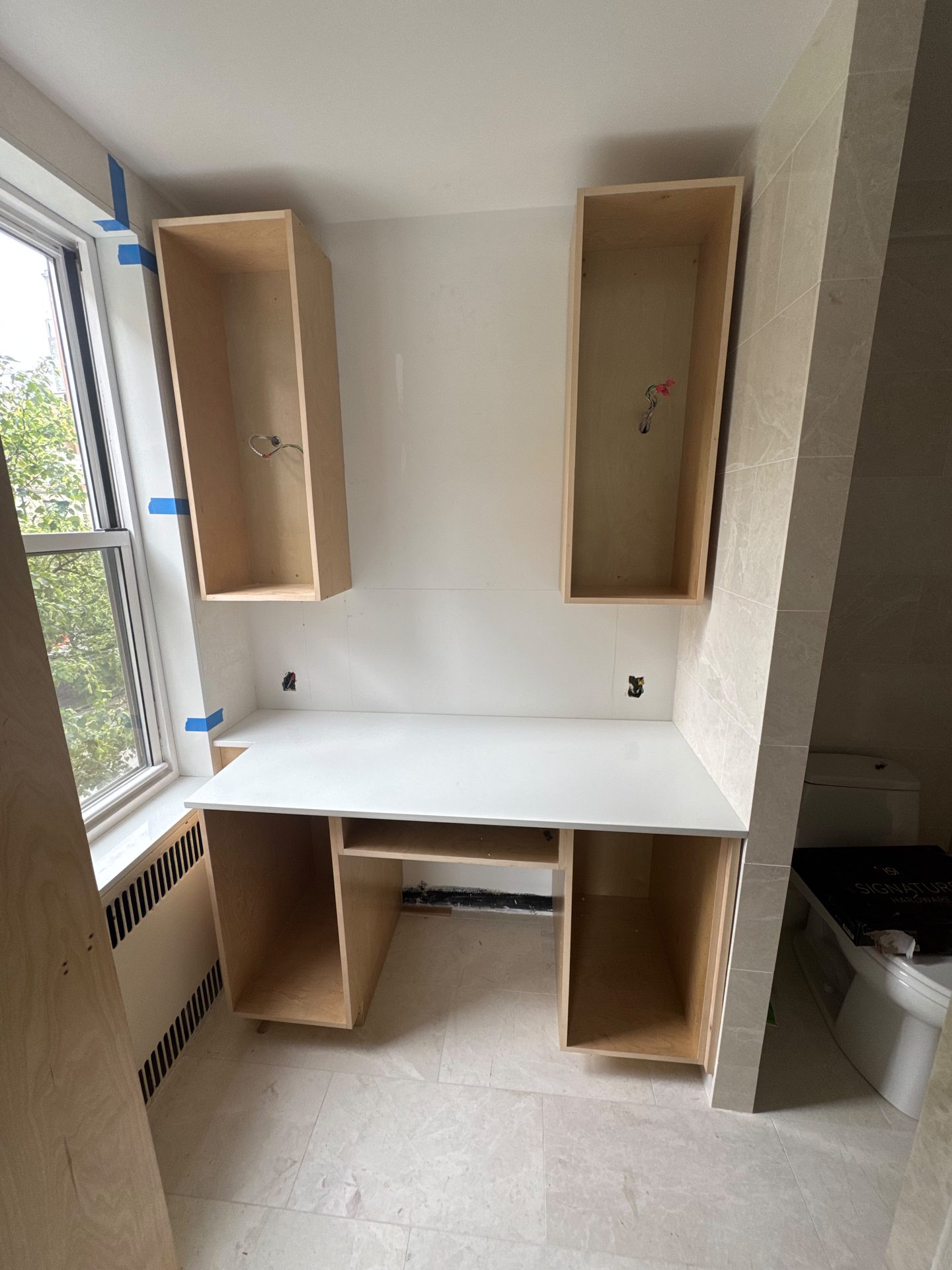 Custom built-in millwork under construction