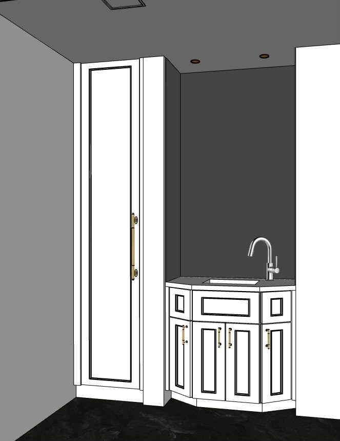 Custom millwork design drawing — vanity, planned and built in-house