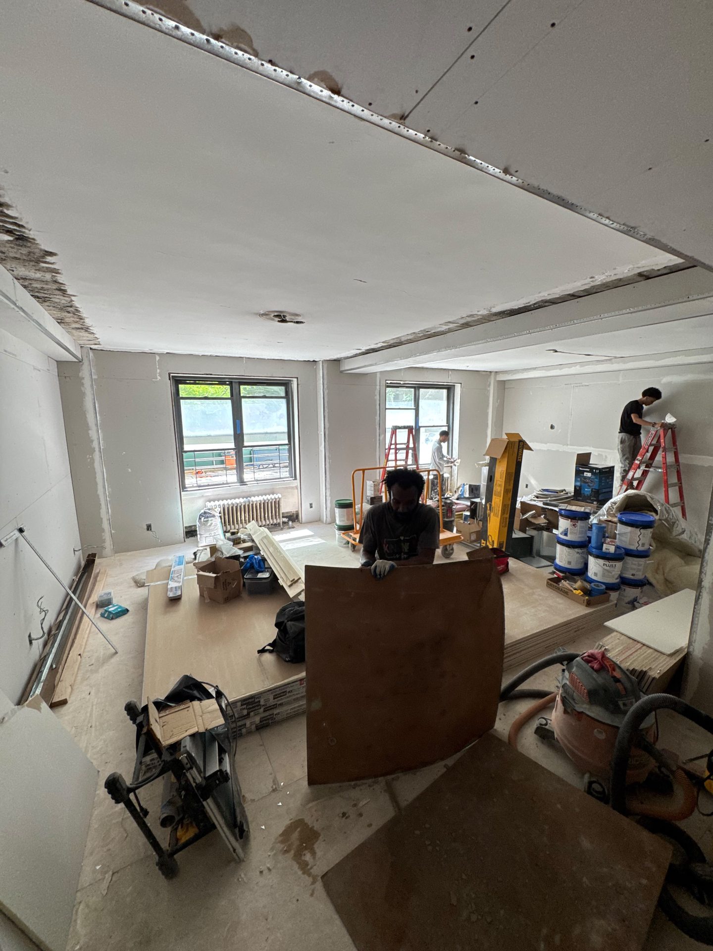 A full-floor gut renovation in progress